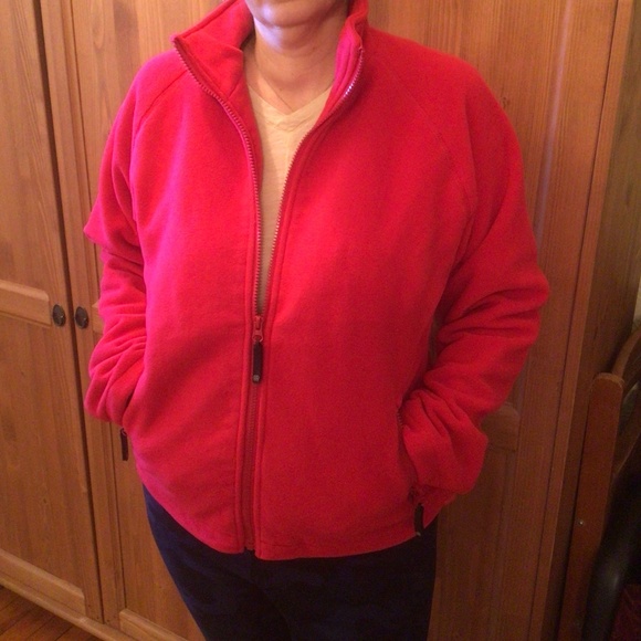 Women’s full zip red polar fleece thick jacket,size M - Picture 1 of 7